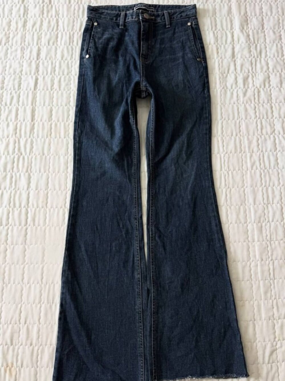 Vintage Dark Wash Wide Leg Flare Jeans - Picture 1 of 5